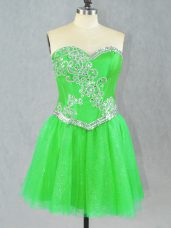 Charming Green Prom Dresses Prom and Party with Beading Sweetheart Sleeveless Lace Up