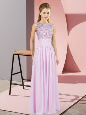 Lilac Scoop Neckline Beading Sleeveless Backless