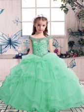 Glorious Sleeveless Beading Lace Up Little Girls Pageant Gowns