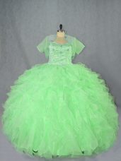 Fancy Floor Length Ball Gowns Sleeveless Quinceanera Dresses Lace Up