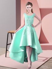 Apple Green Sleeveless Lace High Low Wedding Guest Dresses