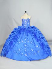 Deluxe Blue Sleeveless Taffeta Lace Up Vestidos de Quinceanera for Sweet 16 and Quinceanera