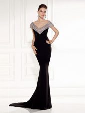 Perfect Chiffon Sleeveless Dress for Prom Brush Train and Beading