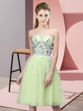 New Style Yellow Green Sleeveless Tulle Lace Up Wedding Party Dress for Wedding Party