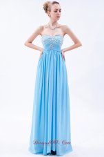 2013 Baby Blue Empire Sweetheart Beading Prom Dress Floor-length Chiffon