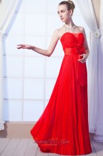 2013 Red Empire Strapless Prom Dress Chiffon Ruch Floor-length