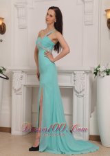 Clearence  Column One Shoulder Brush Train Chiffon Beading Prom / Pageant Dress