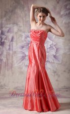 Best Elegant Coral Red Column Sweetheart Prom / Evening Dress Taffeta Beading