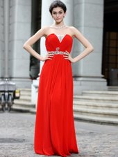 Custom Design Floor Length Column/Sheath Sleeveless Coral Red Prom Gown Zipper