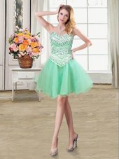 Comfortable Organza and Tulle Sleeveless Mini Length Teens Party Dress and Beading