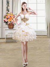 Custom Designed Mini Length Ball Gowns Sleeveless White Juniors Party Dress Lace Up