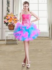 Fantastic Ball Gowns Teens Party Dress Multi-color Sweetheart Organza and Tulle Sleeveless Mini Length Zipper