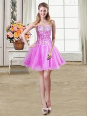 Lilac Sweetheart Lace Up Sequins Club Wear Sleeveless