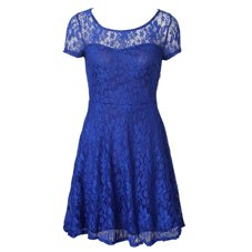 Scoop Short Sleeves Lace Side Zipper Juniors Party Dress