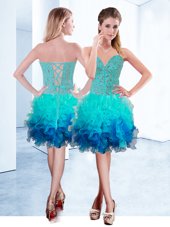 Organza Sleeveless Knee Length Cocktail Dress and Ruffles