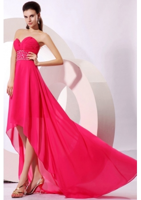 Brand new Empire Sweetheart Hot Pink High-low Beading 2014 Chiffon Prom Dress