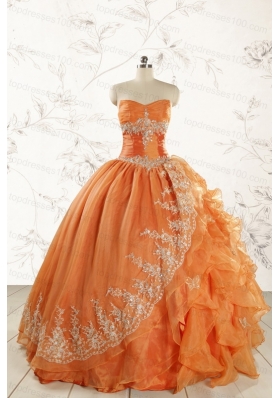 2015 Cheap Appliques Quinceanera Dresses in Orange