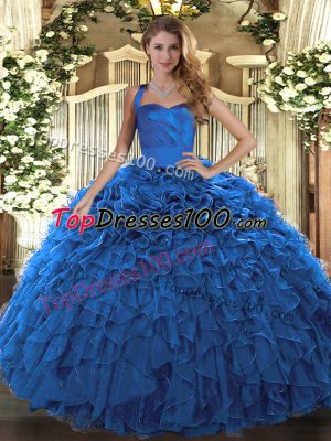 Artistic Sleeveless Lace Up Floor Length Ruffles Sweet 16 Dress
