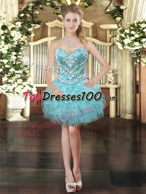 Sweetheart Sleeveless Lace Up Homecoming Dress Aqua Blue Tulle