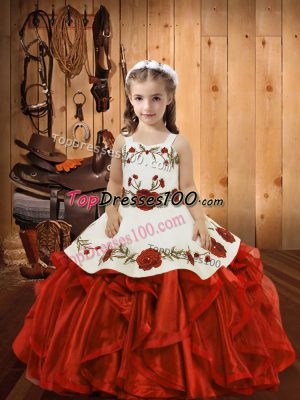 Dazzling Sleeveless Lace Up Floor Length Ruffles Pageant Gowns For Girls