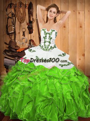 Sleeveless Embroidery and Ruffles Lace Up Quinceanera Dresses