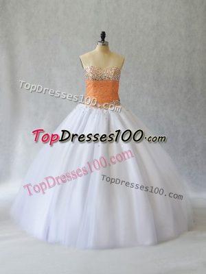 Custom Fit White Sweetheart Neckline Beading Ball Gown Prom Dress Sleeveless Lace Up