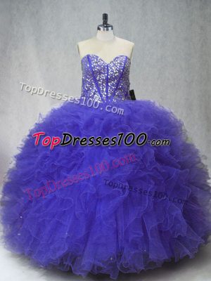 Sweetheart Sleeveless Lace Up Vestidos de Quinceanera Purple Tulle