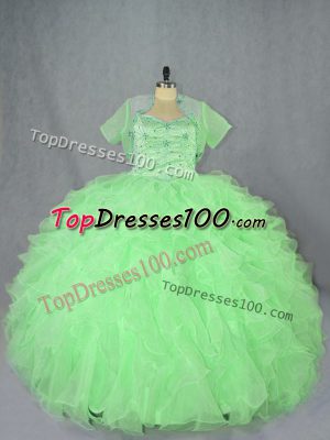 Fancy Floor Length Ball Gowns Sleeveless Quinceanera Dresses Lace Up