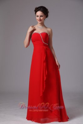 Discount Red Sweetheart Beaded Ruch Chiffon Prom Dress For Prom Party In Lawrenceville Georgia