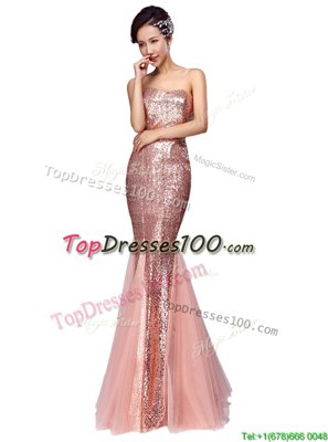 Mermaid Sequined Sleeveless Floor Length Prom Dresses and Sequins