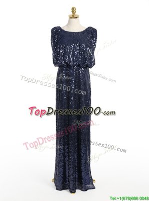 Navy Blue Zipper Scoop Sequins Homecoming Dress Sequined Sleeveless