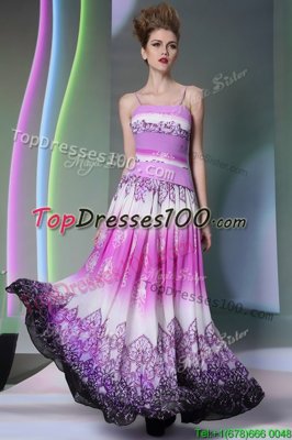 Multi-color Side Zipper Prom Party Dress Ruching Sleeveless Floor Length