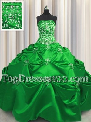 Rolling Flowers Brush Train 15 Quinceanera Dress Military Ball and Sweet 16 and Quinceanera and For with Beading and Pick Ups Sweetheart Sleeveless Lace Up