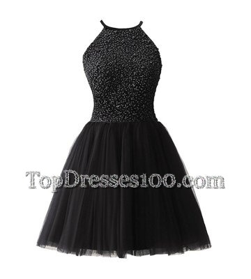 Hot Selling Scoop Black Sleeveless Chiffon Zipper Party Dress for Prom and Party