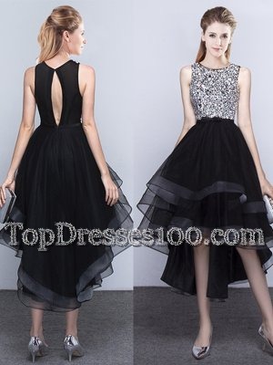 Scoop Sleeveless Beading Backless