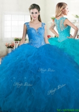 New Arrivals Straps Tulle Quinceanera Dress with Beading and Ruffles