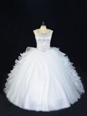 Sophisticated Sleeveless Lace Up Floor Length Beading Sweet 16 Dress