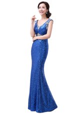 Affordable V-neck Sleeveless Sequined Prom Evening Gown Sequins Zipper
